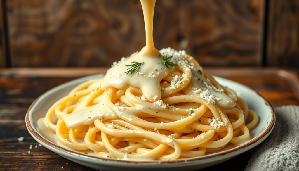 Alfredo sauce with Parmesan cheese