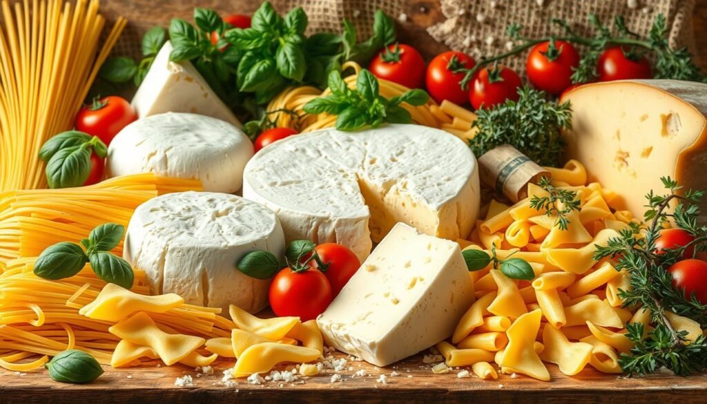 Italian cheese and pasta