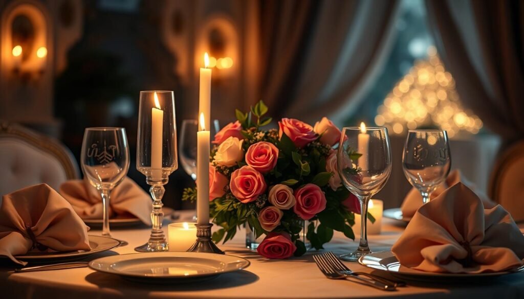 Romantic dining table setting