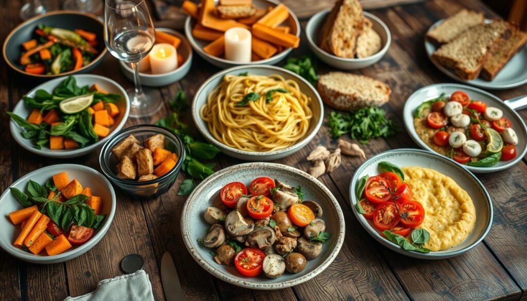 vegetarian dinner table